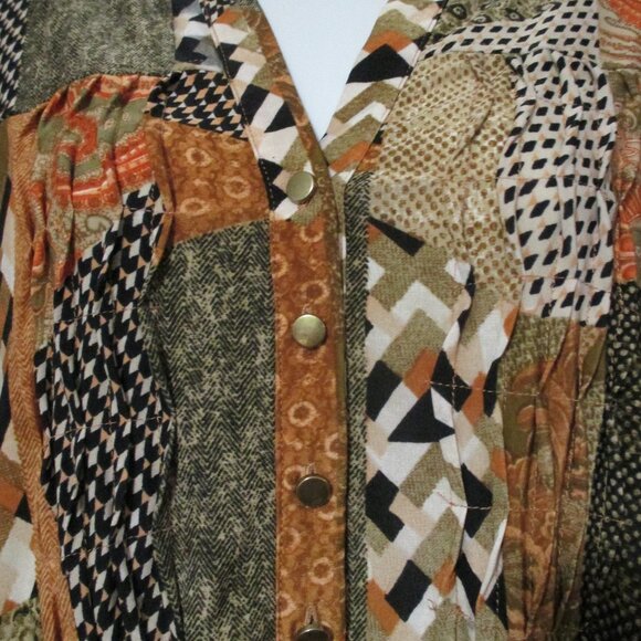 Ava & Grace top Boho Patchwork V neck flowy stretchy fall colors size 2x - Picture 3 of 8